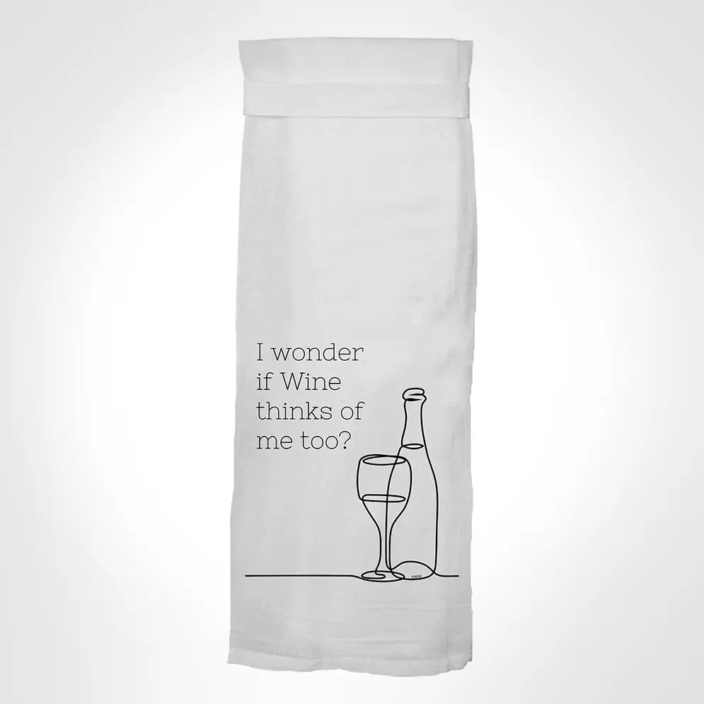 Snarky  Tea Towels - Wine Thinks of Me White